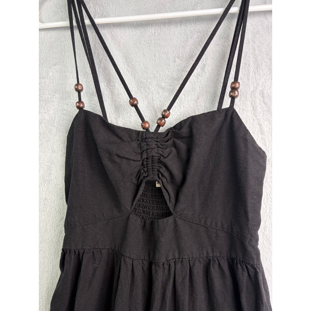 Jason Wu Black Linen Blend Strappy Boho Midi Dress - Size S - Picture 6 of 10